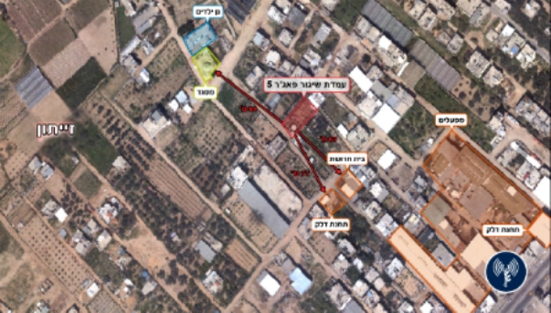 צלום אווירי של שכונת זייתון ברצועת עזה, בה תוכלו לראות היכן מיקמו ארגוני הטרור את משגר טילי הפאג