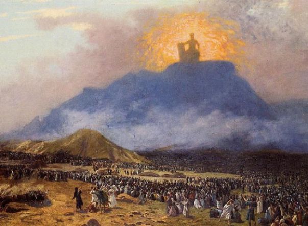 משה על הר סיני. ציור מאת ז