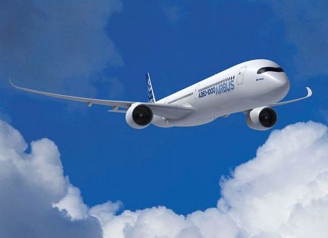 איור של מטוס איירבס A350-1000. מתוכנן להתחרות במטוס בואינג 777-300ER