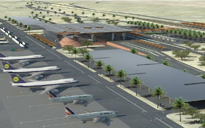 הדמיה של נמל התעופה רמון בתמנע. צילום: אתר משרד התחבורה