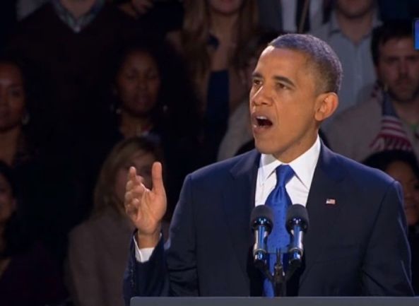 אובמה בנאום הניצחון (צילום מסך)