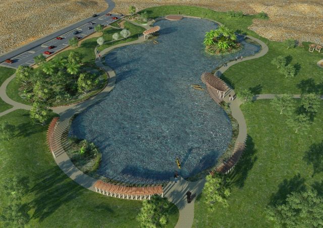 הדמייה של הפארק על שם דוד בן גוריון המתוכנן ברעננה, כשבלבו האגם. ישדרג את שעות הפנאי של התושבים
