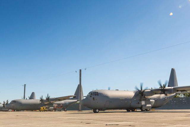 שני סופר הרקולס C-130J ישראלים בעמדת החנייה במרייטה ארה