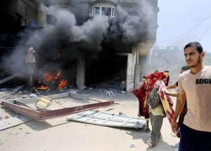 תאונת עבודה בסג'עאיה (צילום ארכיון: עזה תחת מתקפה - תקשורת פלסטינית)