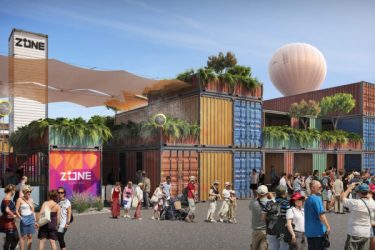 facade of a container hotel in Eilat is a totem simulation